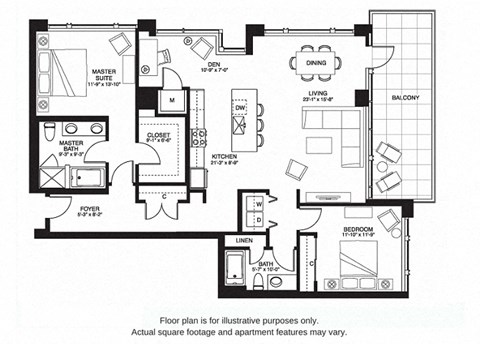Floor plan for 2 beds, 2 baths, 1550 sqft